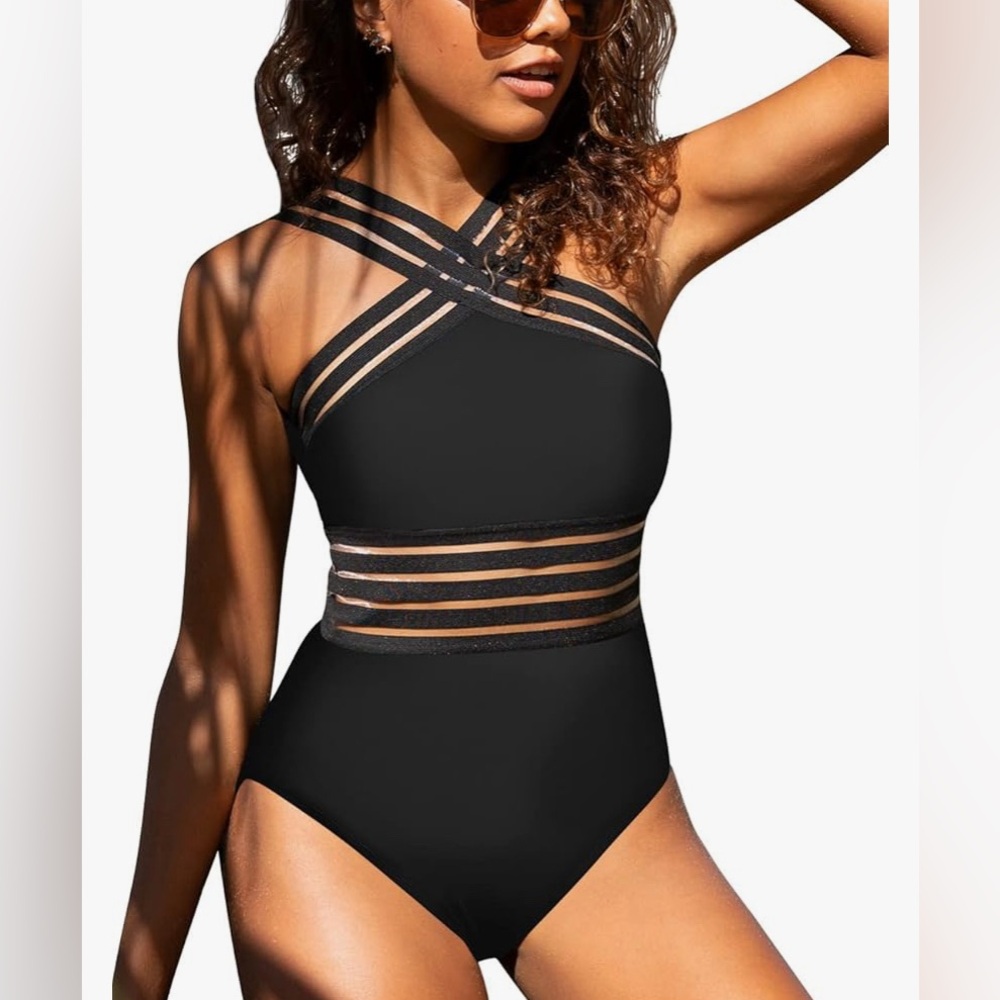 Hilor Womens One Piece Swimsuits Front Crossover Bathing Suits Size XL/14